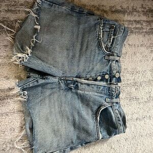Agolde Distressed Blue Denim Shorts